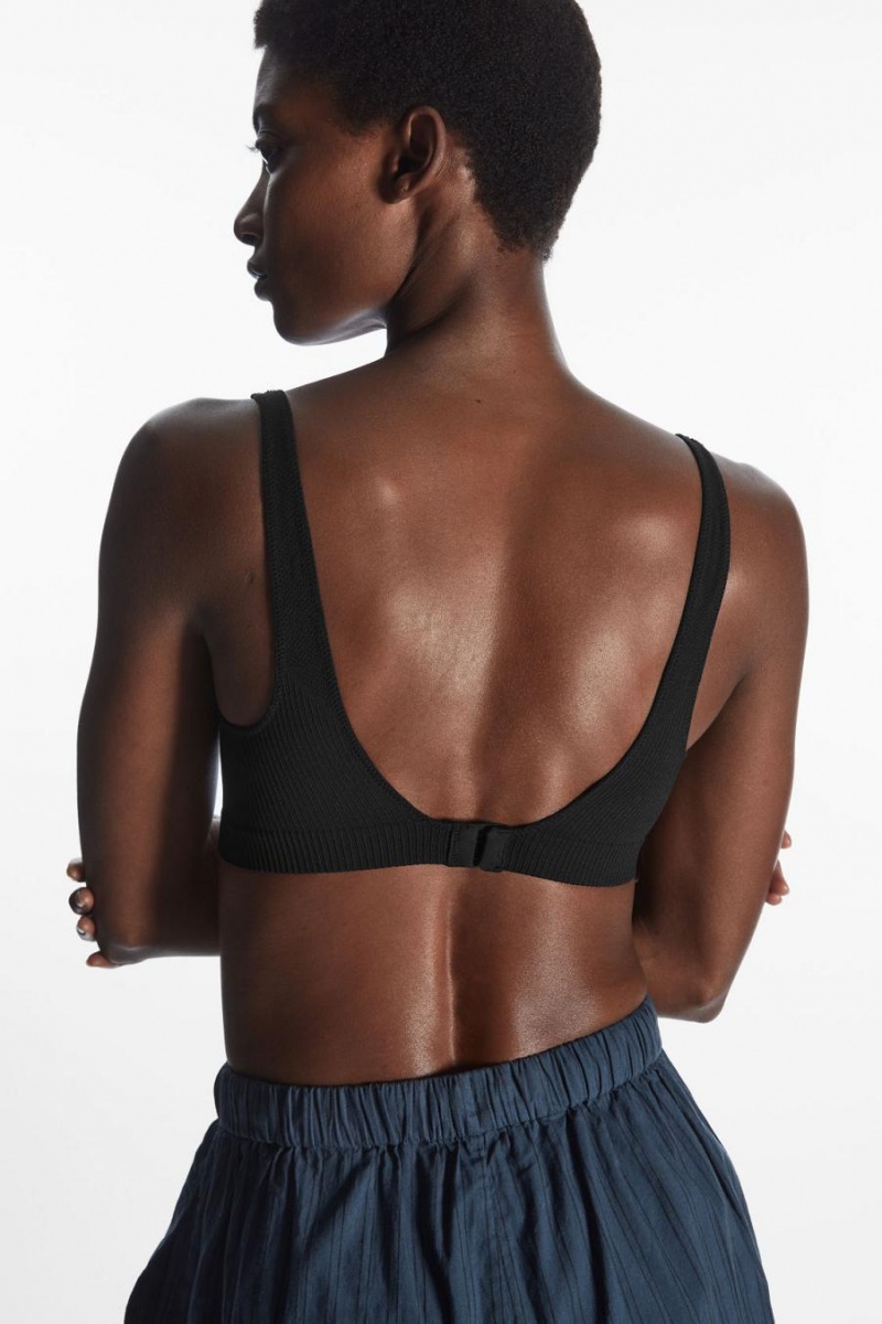 Sutien Dama COS Seamless Cu Nervuri Negrii | BRNUH-3495