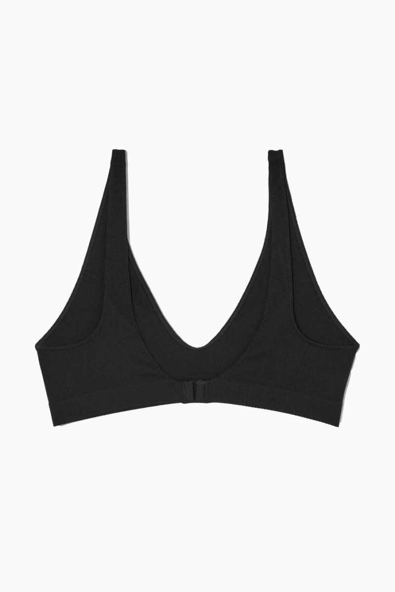 Sutien Dama COS Seamless Cu Nervuri Negrii | BRNUH-3495