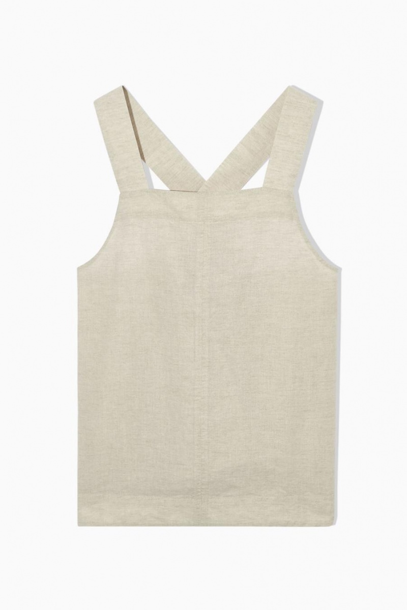 Top Dama COS Cross-back Linen Bej | VKEXH-2643