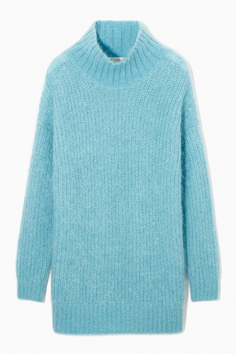 Top Dama COS Funnel-neck Mohair Turcoaz Deschis | EFULS-9308