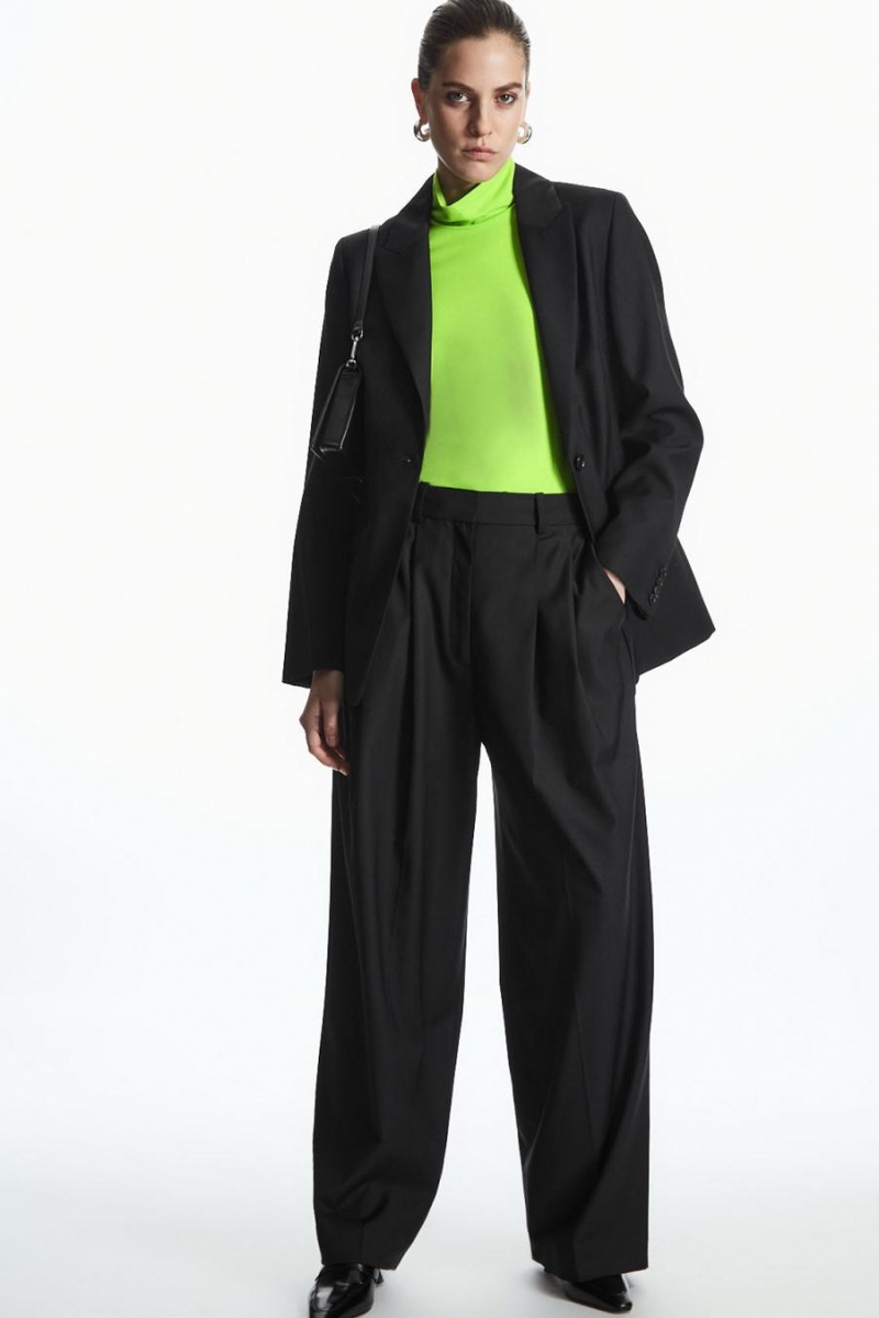Top Dama COS Long-sleeved Roll-neck Jersey Verzi Deschis | MLAFR-6035