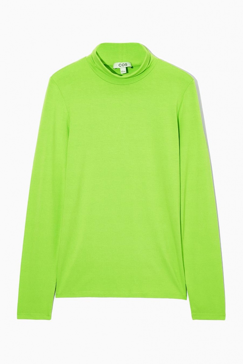 Top Dama COS Long-sleeved Roll-neck Jersey Verzi Deschis | MLAFR-6035