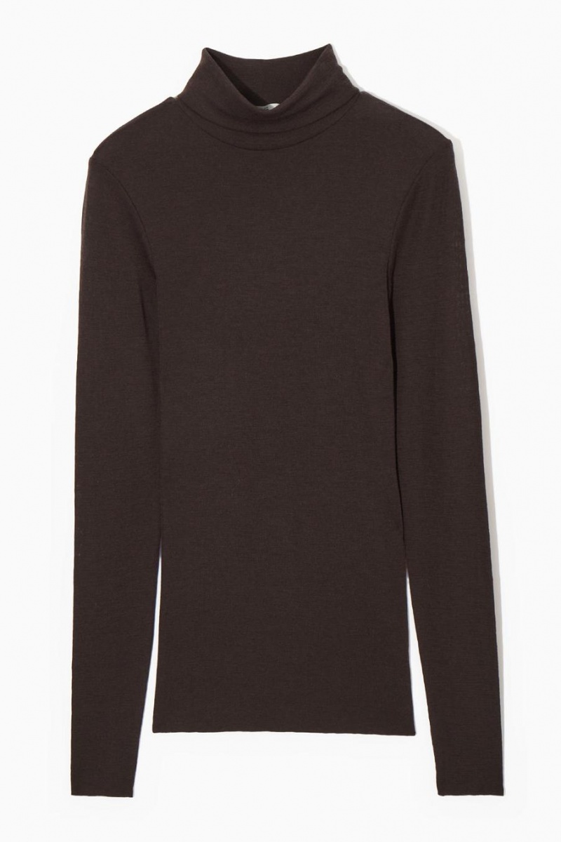 Top Dama COS Merino Lână Turtleneck Maro Inchis | CNWYM-0987