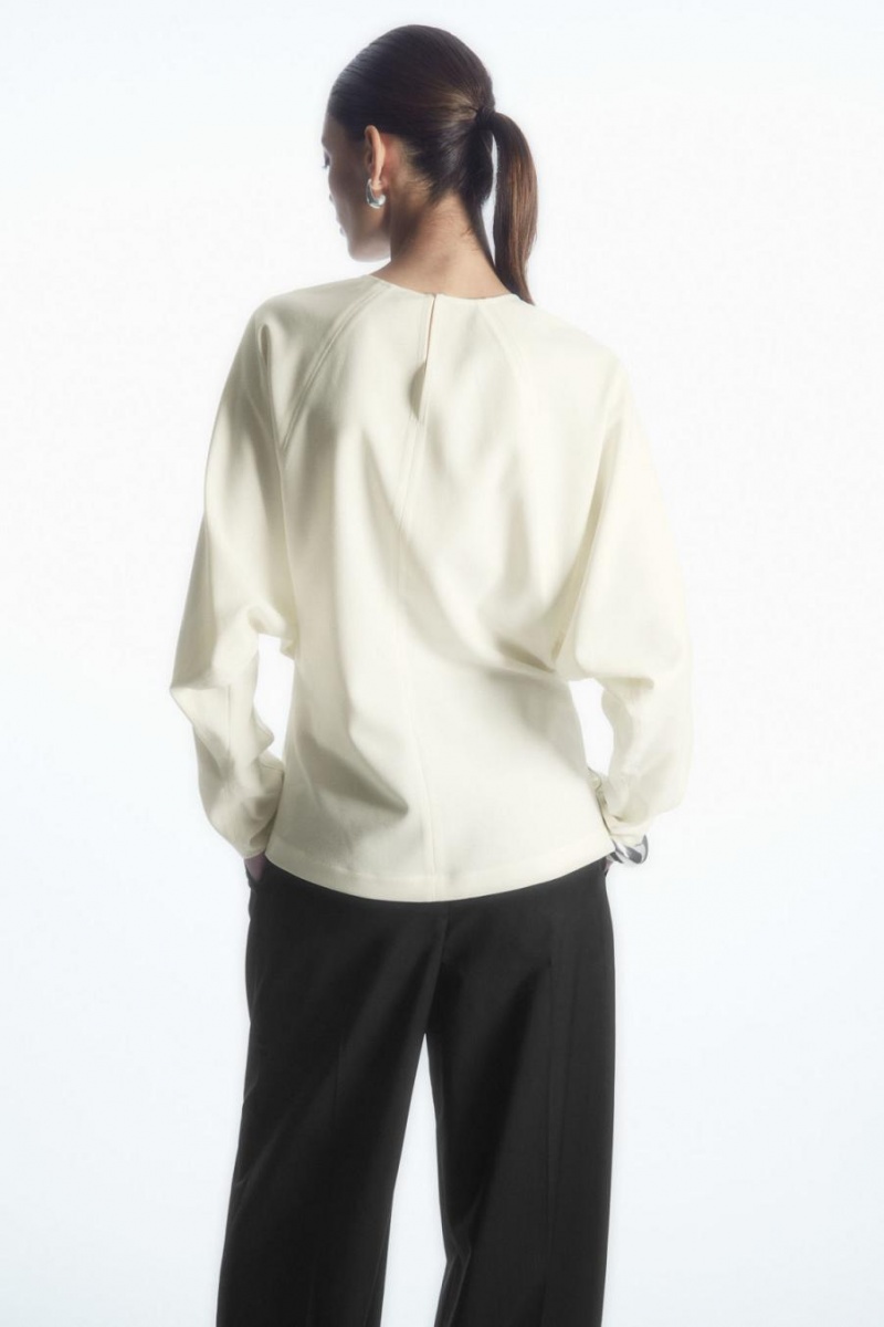Top Dama COS Sculpted Lână-blend Albi | KFSIZ-4756