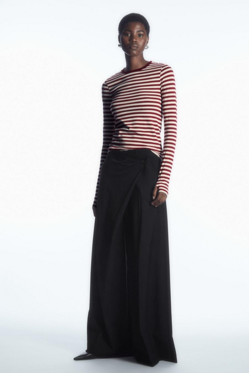 Top Dama COS Slim-fit Long-sleeve Albi Visinii | NVKGT-0937