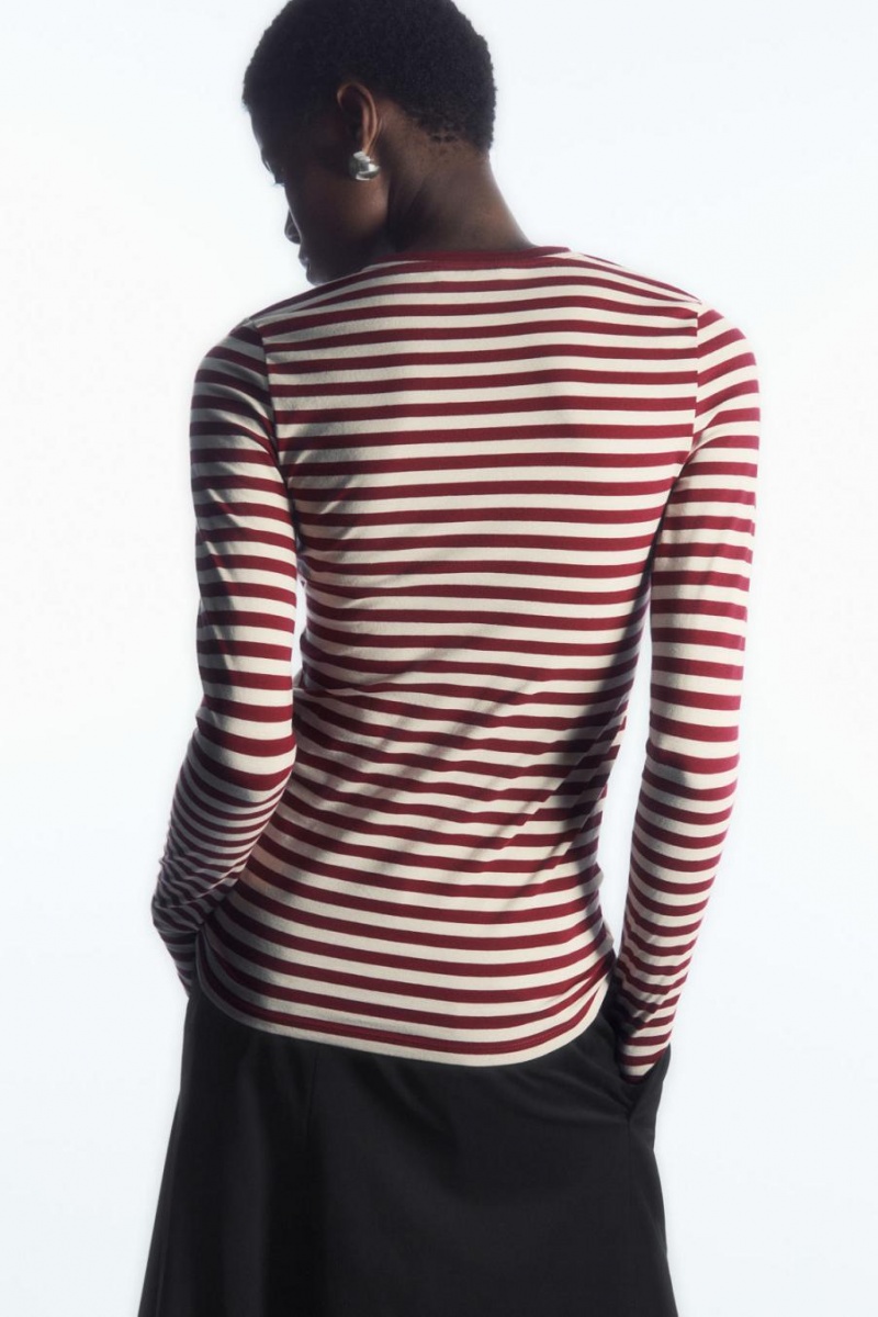 Top Dama COS Slim-fit Long-sleeve Albi Visinii | NVKGT-0937