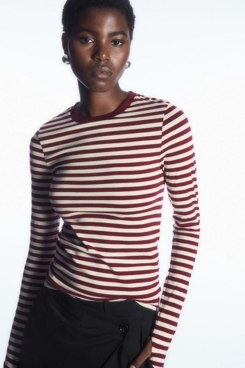 Top Dama COS Slim-fit Long-sleeve Albi Visinii | NVKGT-0937