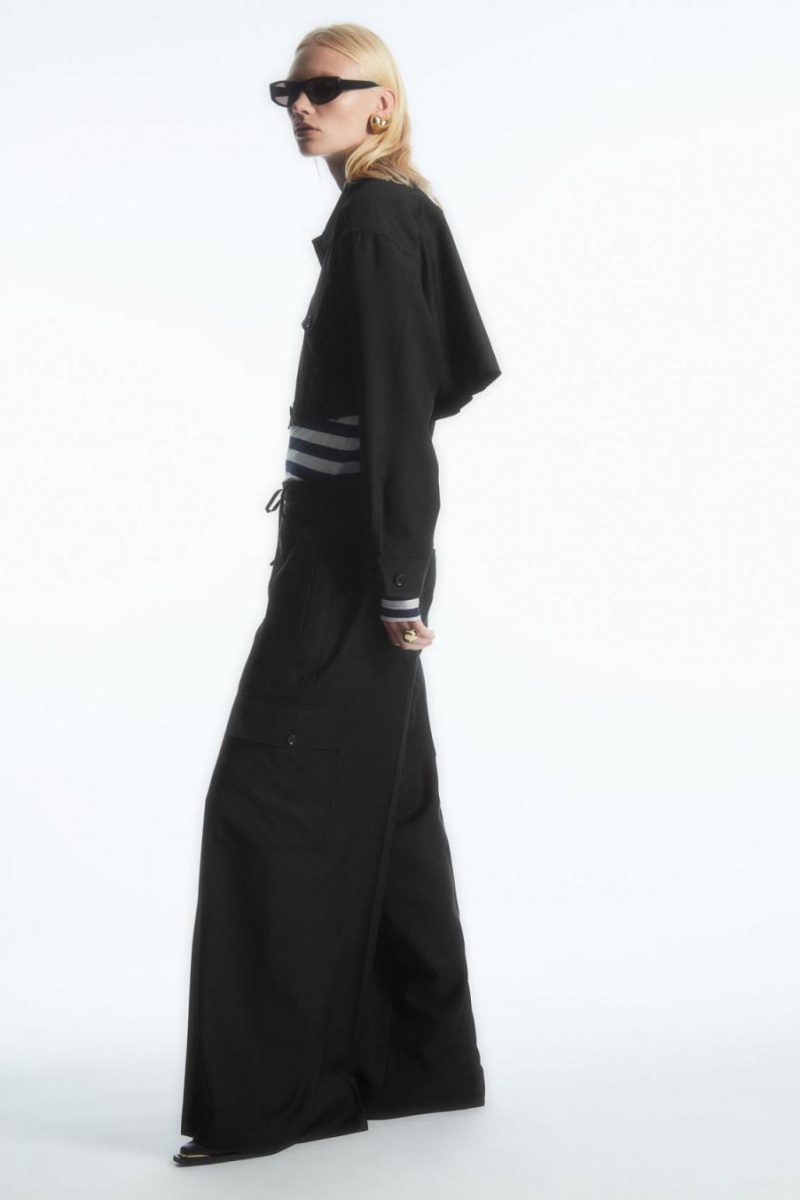 Top Dama COS Slim-fit Long-sleeve Bleumarin | XPJHM-8962