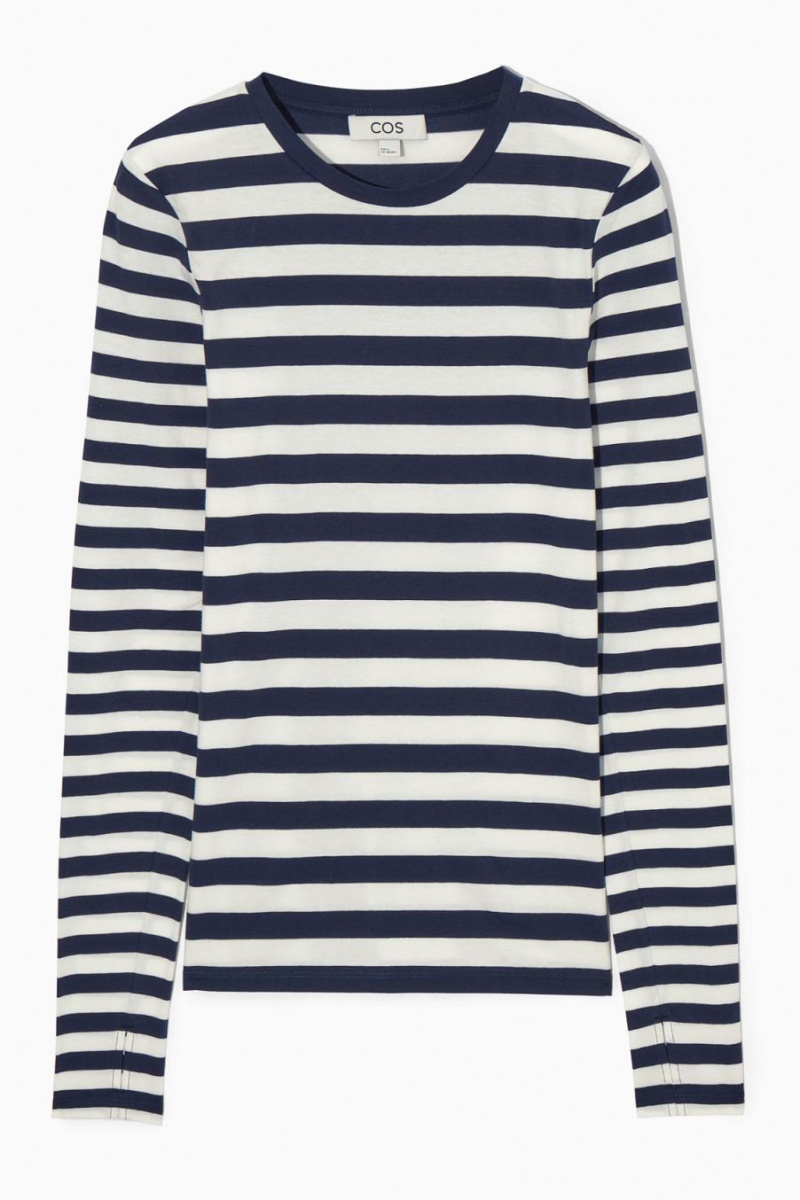 Top Dama COS Slim-fit Long-sleeve Bleumarin | XPJHM-8962