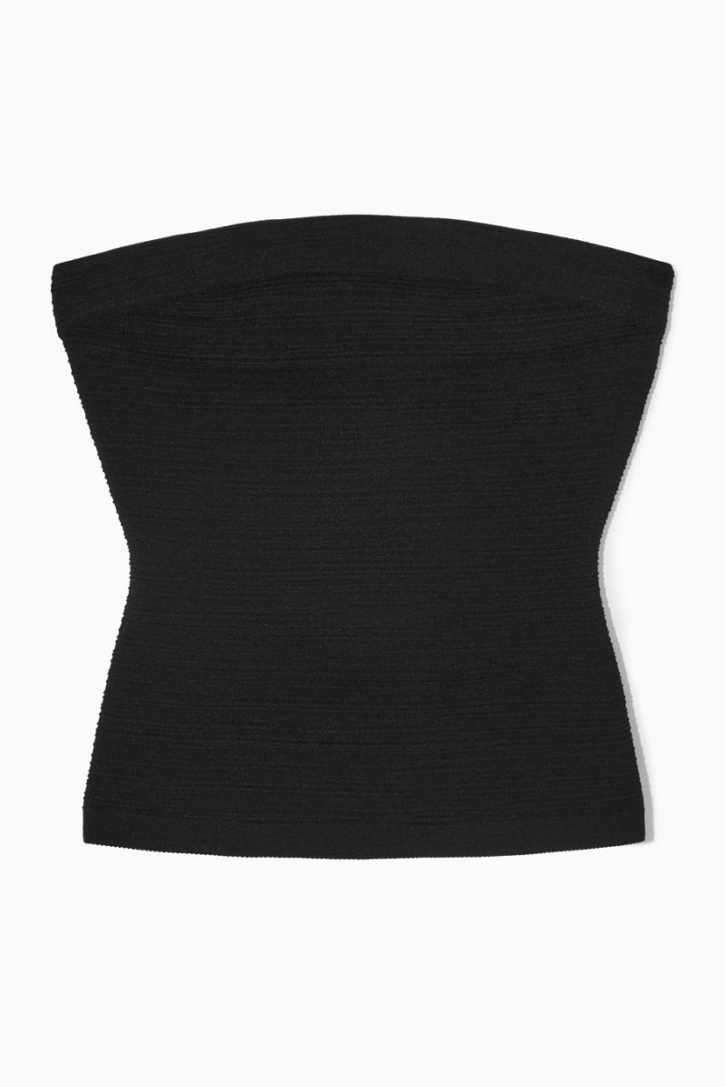 Top Dama COS Textured Bandeau Negrii | DKAIJ-8167