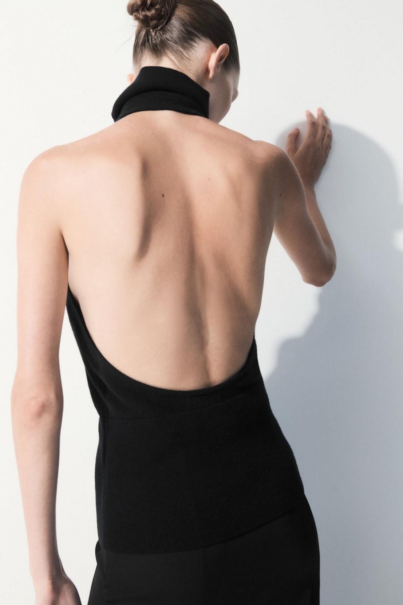 Top Dama COS The Backless Cashmere Negrii | OAWHZ-4027