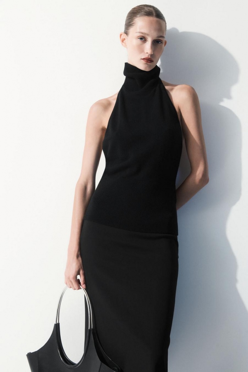 Top Dama COS The Backless Cashmere Negrii | OAWHZ-4027