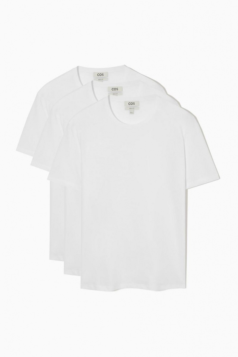 Tricou Barbati COS 3-pack The Extra Fine Albi | PGDLF-7538
