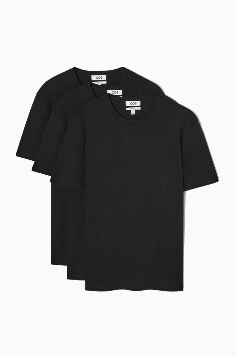 Tricou Barbati COS 3-pack The Extra Fine Negrii | BWKIJ-7689