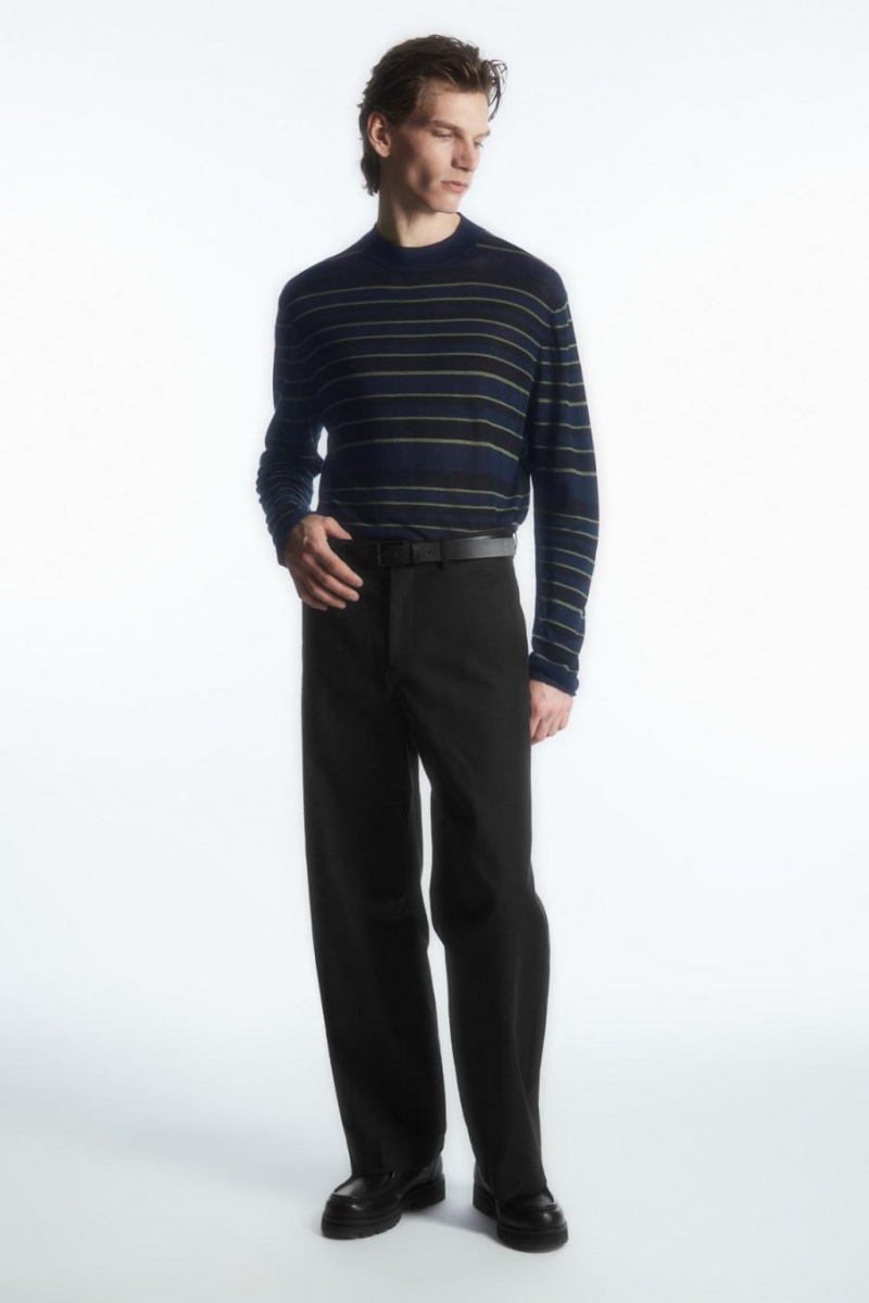 Tricou Barbati COS In Dungi Tricotate Long-sleeved Bleumarin | LAUJQ-0856