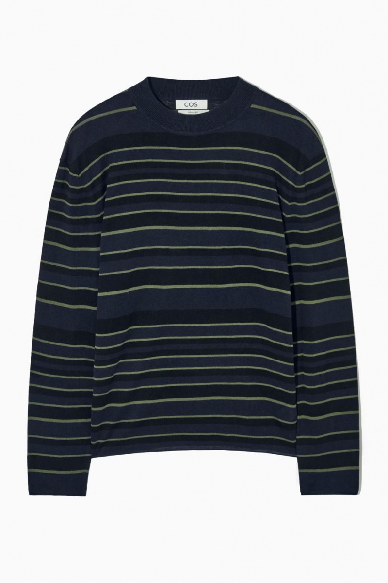 Tricou Barbati COS In Dungi Tricotate Long-sleeved Bleumarin | LAUJQ-0856