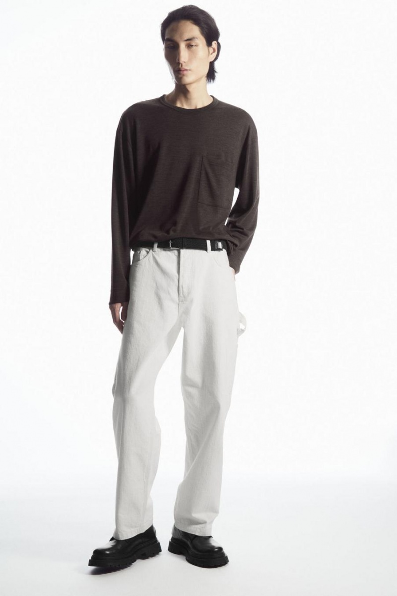 Tricou Barbati COS Lână-blend Long-sleeved Maro Inchis | BRSJA-7935