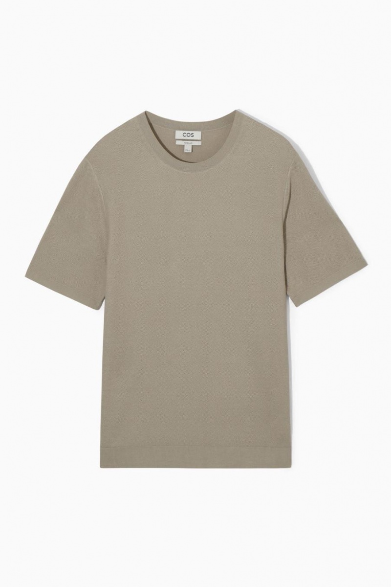 Tricou Barbati COS Mulberry Silk Piqué-knit Bej | ROVKS-7418