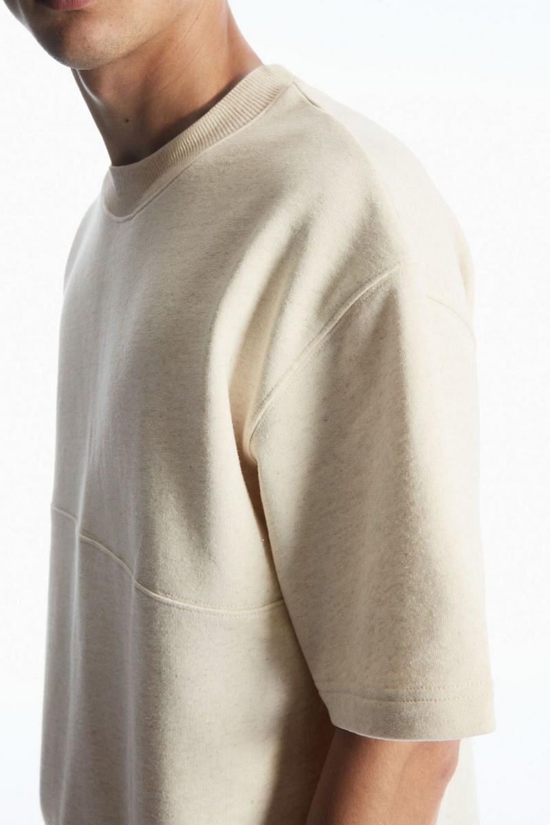Tricou Barbati COS Oversized Sweat Albi | CEIRW-6437