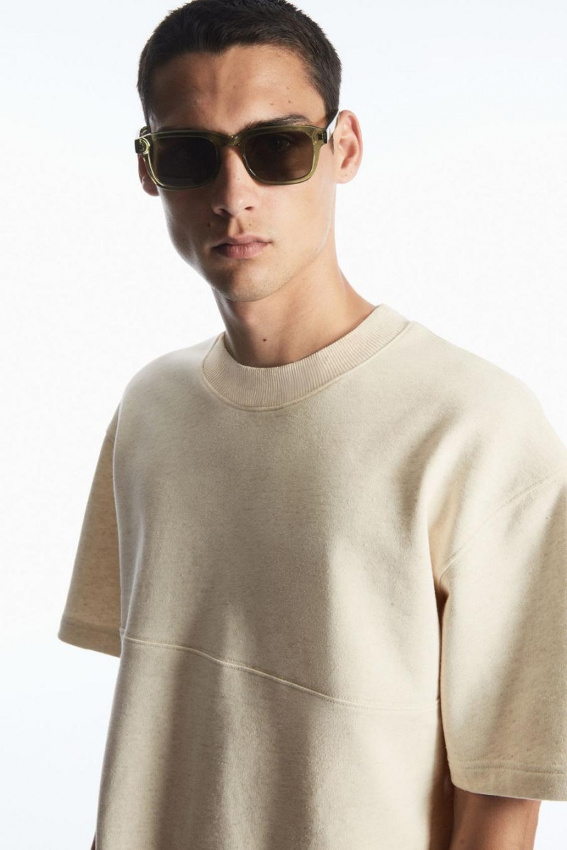 Tricou Barbati COS Oversized Sweat Albi | CEIRW-6437
