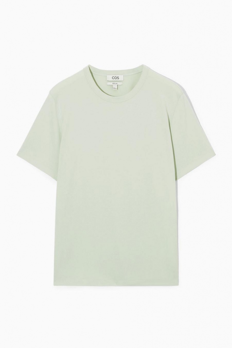 Tricou Barbati COS Regular-fit Mid-High-weight Brushed Verzi Deschis | MCBTZ-1238