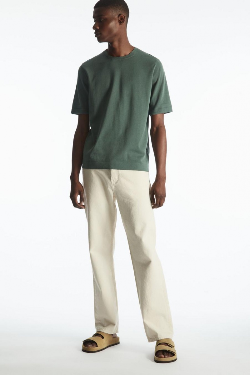 Tricou Barbati COS Regular-fit Tricotate-cuff Verzi | ARUMX-9720