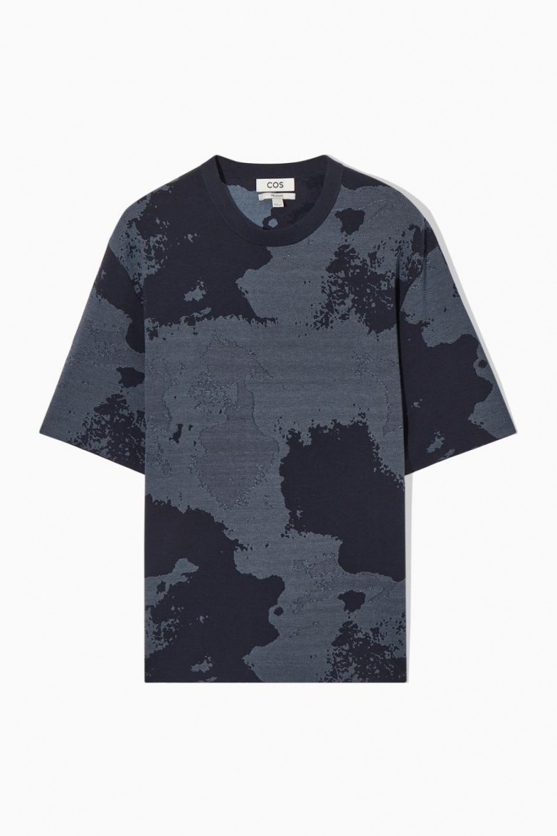 Tricou Barbati COS Relaxed-fit Jacquard Bleumarin Gri | TCFMQ-9238