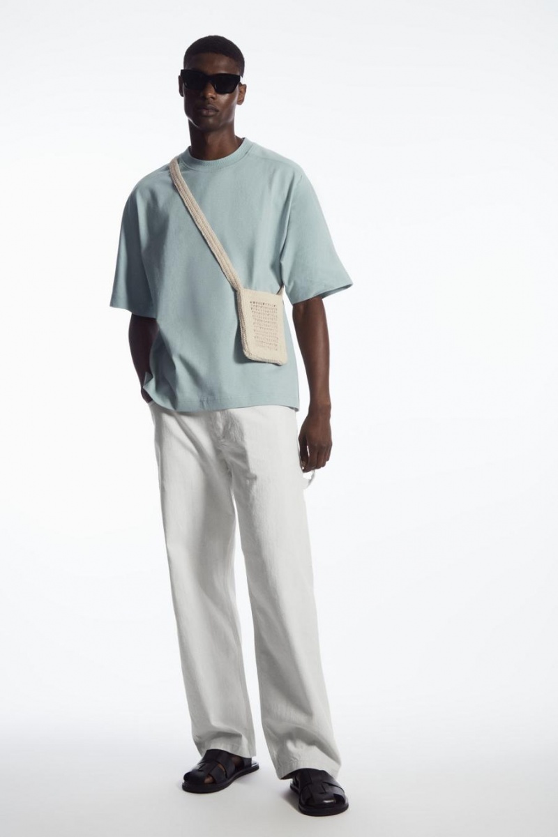 Tricou Barbati COS Relaxed-fit Panelled Turcoaz | TIGSU-1892