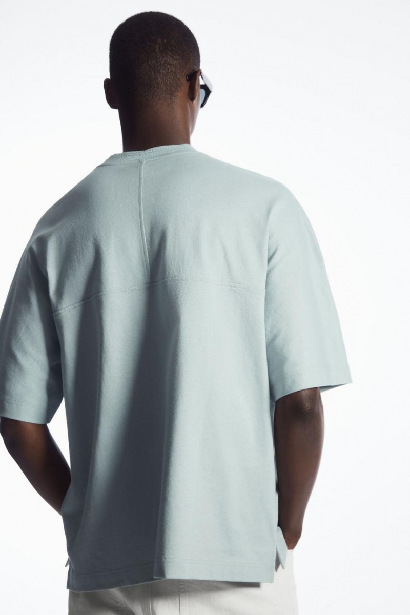 Tricou Barbati COS Relaxed-fit Panelled Turcoaz | TIGSU-1892