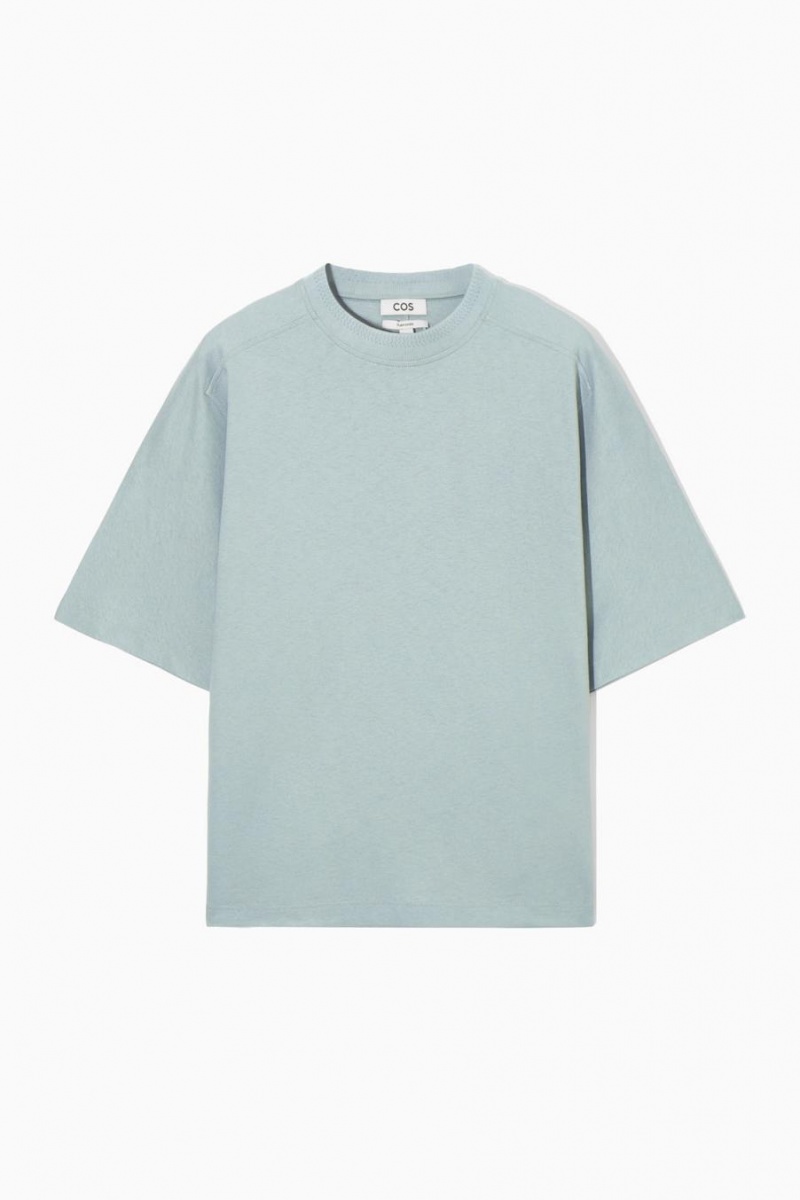 Tricou Barbati COS Relaxed-fit Panelled Turcoaz | TIGSU-1892