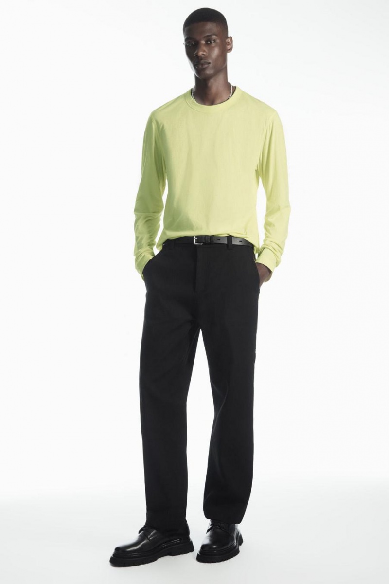 Tricou Barbati COS Usori Long-sleeved Galbeni Deschis | QDFEG-8120