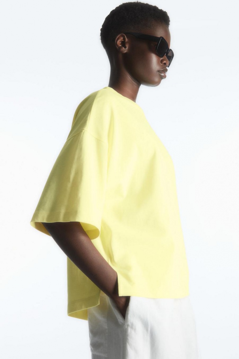 Tricou Dama COS Boxy Curved-hem Galbeni | RSCMW-6290