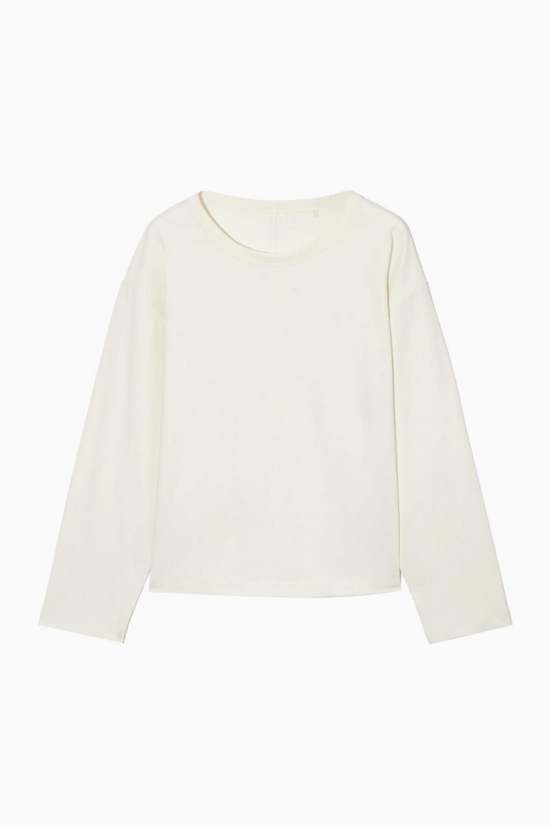 Tricou Dama COS Boxy Long-sleeved Albi | KGDZA-4735