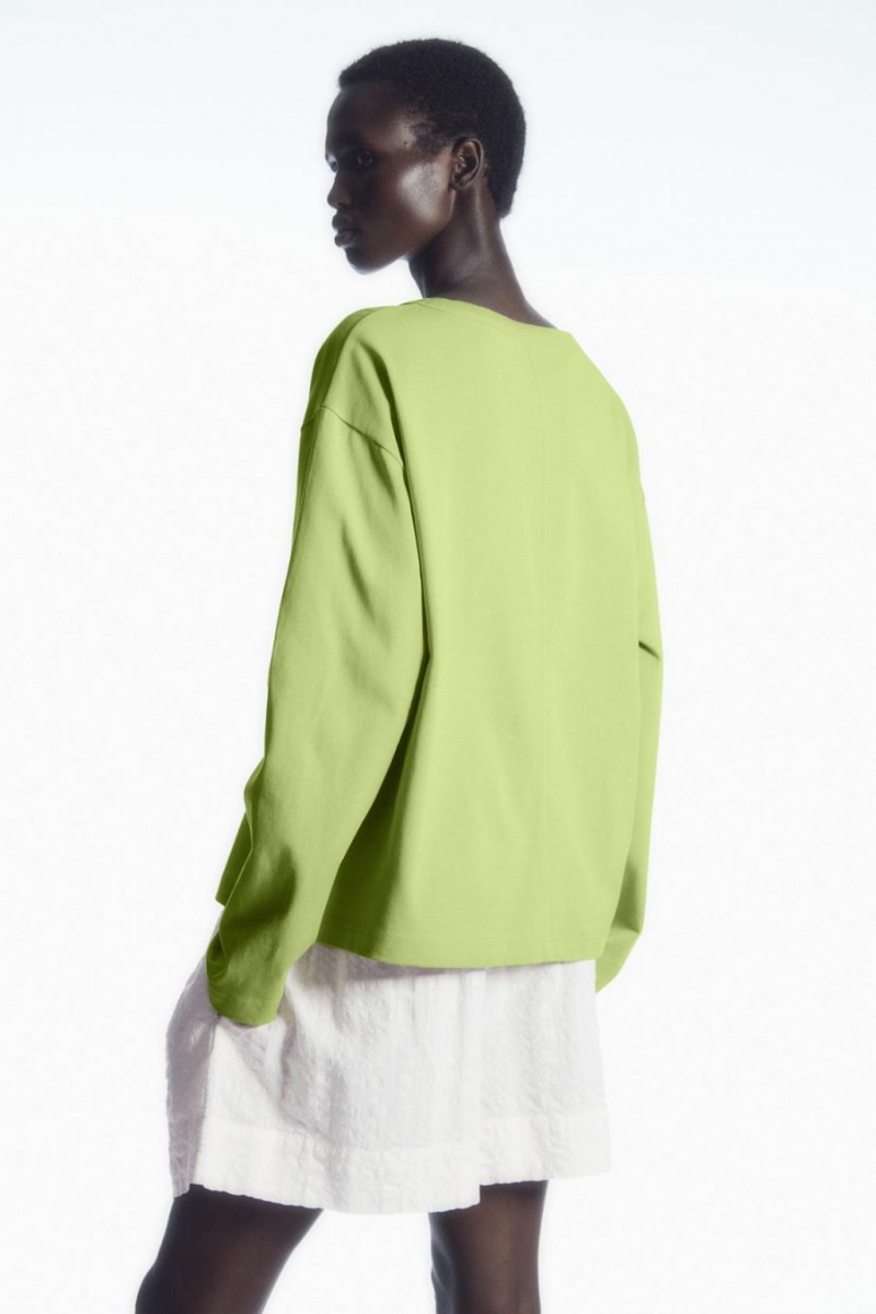 Tricou Dama COS Boxy Long-sleeved Verzi Deschis | AREKG-4531