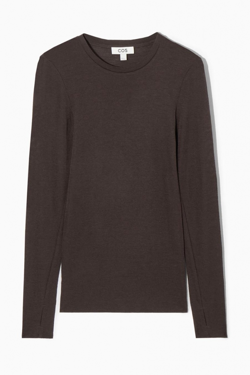 Tricou Dama COS Crew-neck Merino Lână Maro Inchis | BEKYT-2087