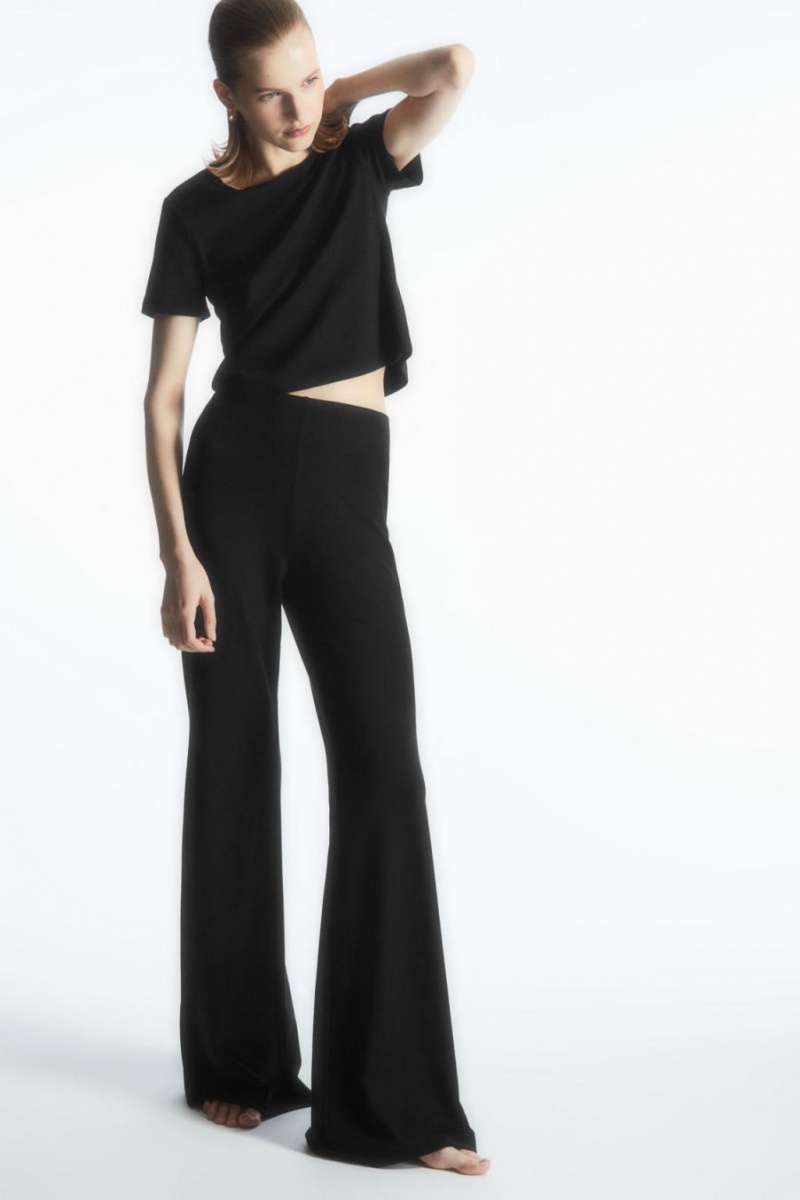 Tricou Dama COS Cropped Slim-fit Negrii | NKCWI-3217