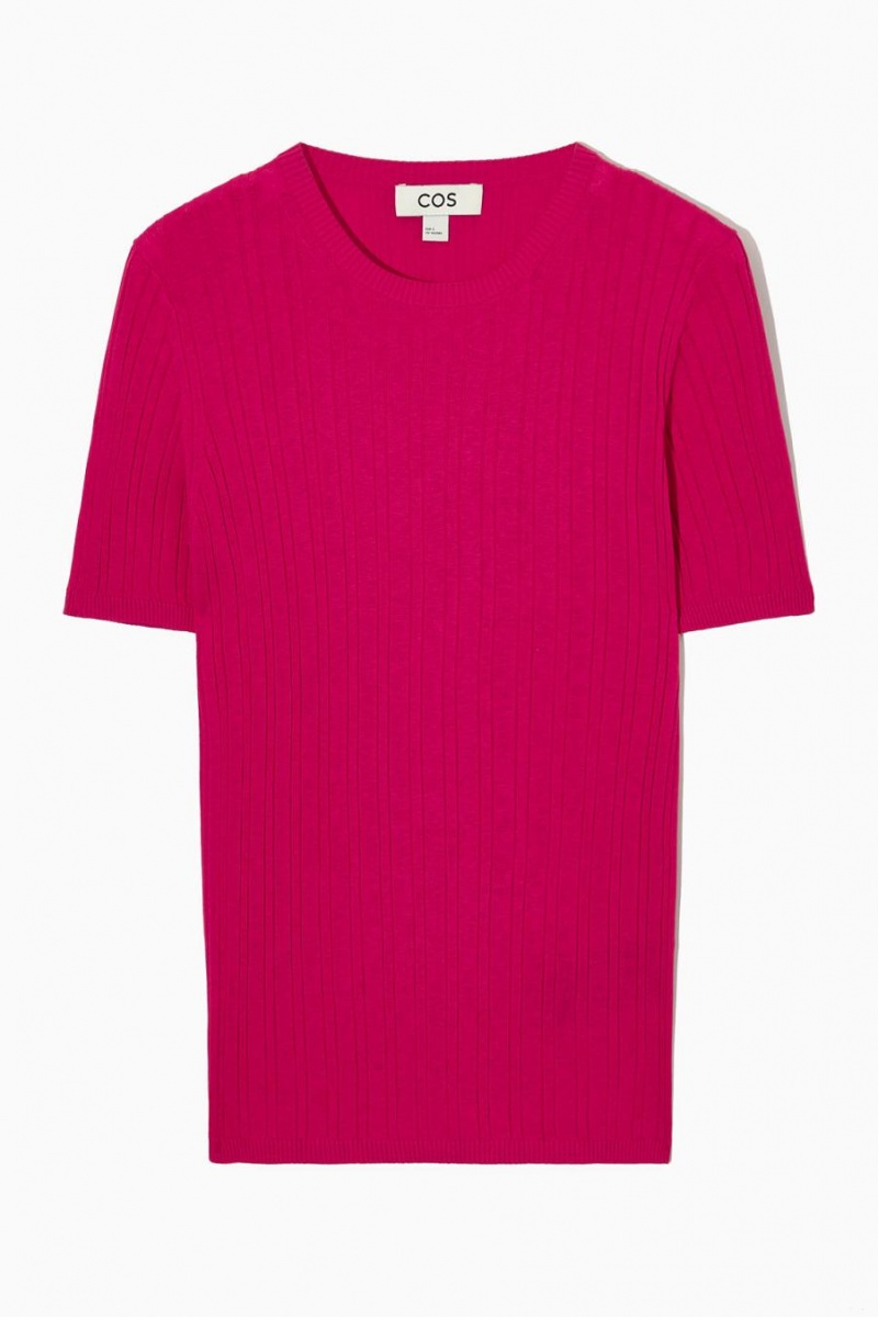 Tricou Dama COS Cu Nervuri-knit Silk Fucsie Roz | CGBAL-6950