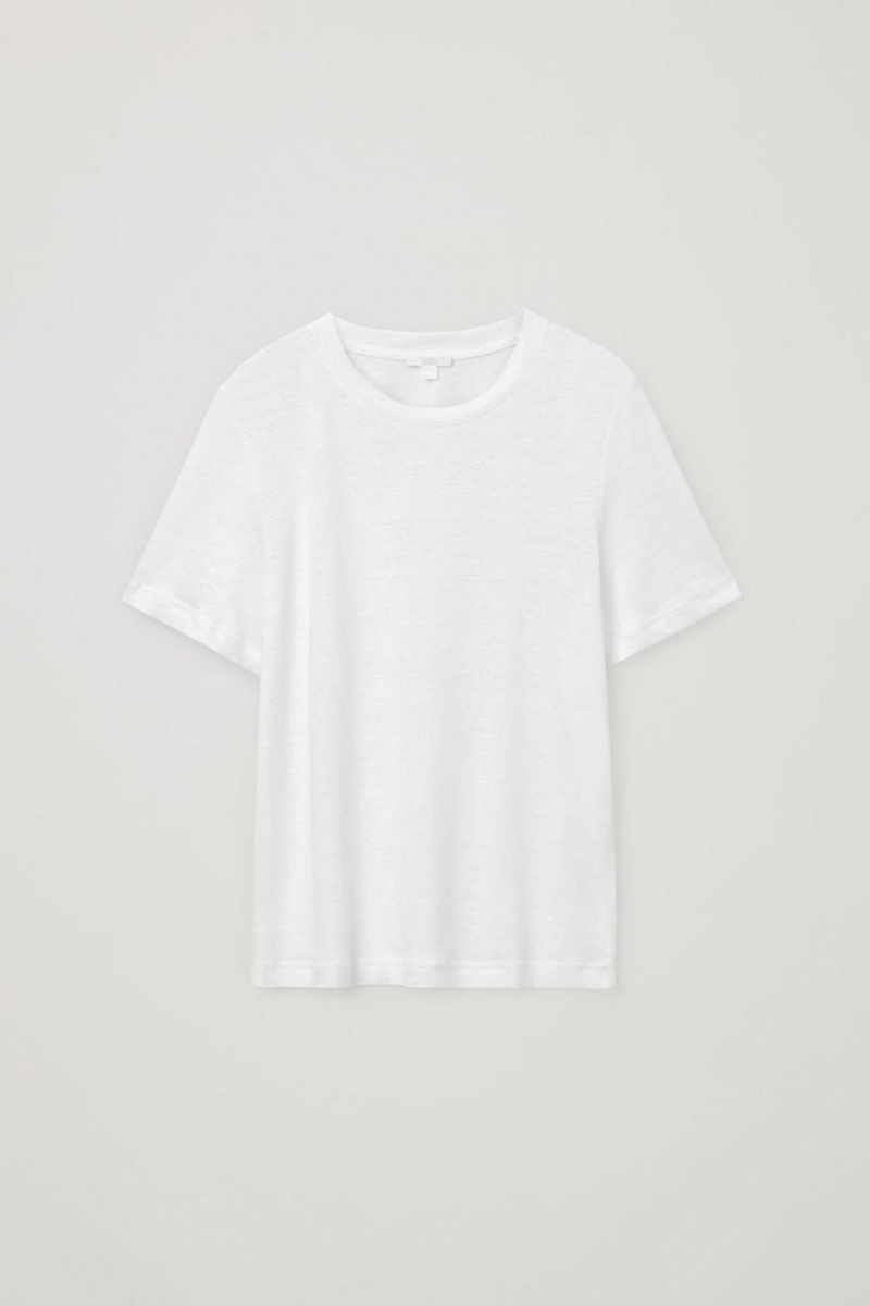 Tricou Dama COS Linen Albi | FBSZE-9081