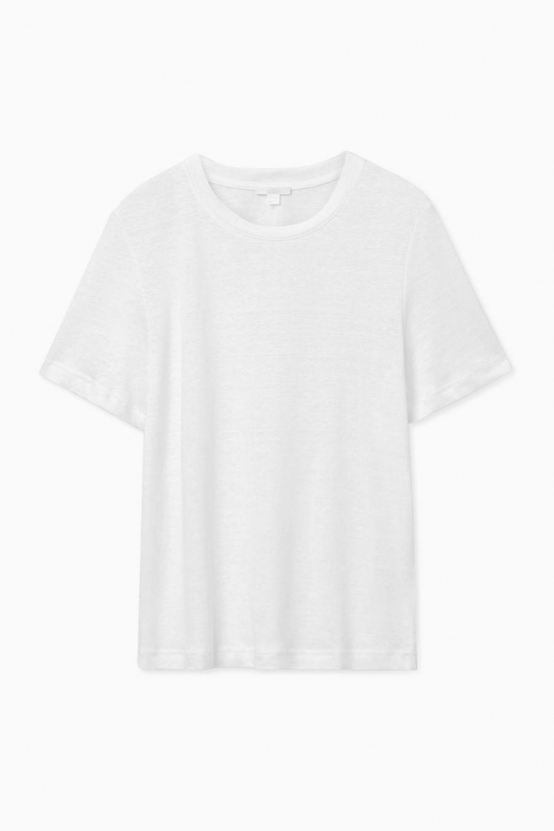 Tricou Dama COS Linen Albi | FBSZE-9081