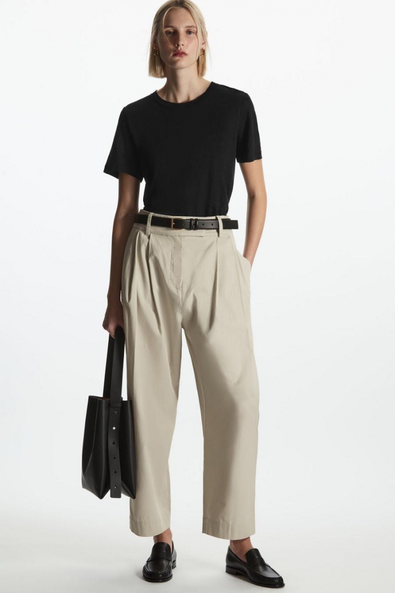 Tricou Dama COS Linen Negrii | ZSCQB-3458