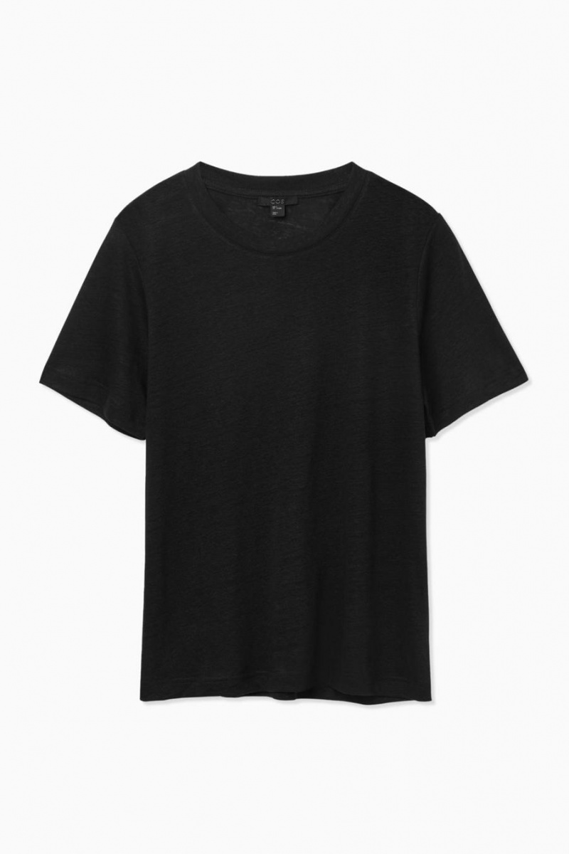Tricou Dama COS Linen Negrii | ZSCQB-3458