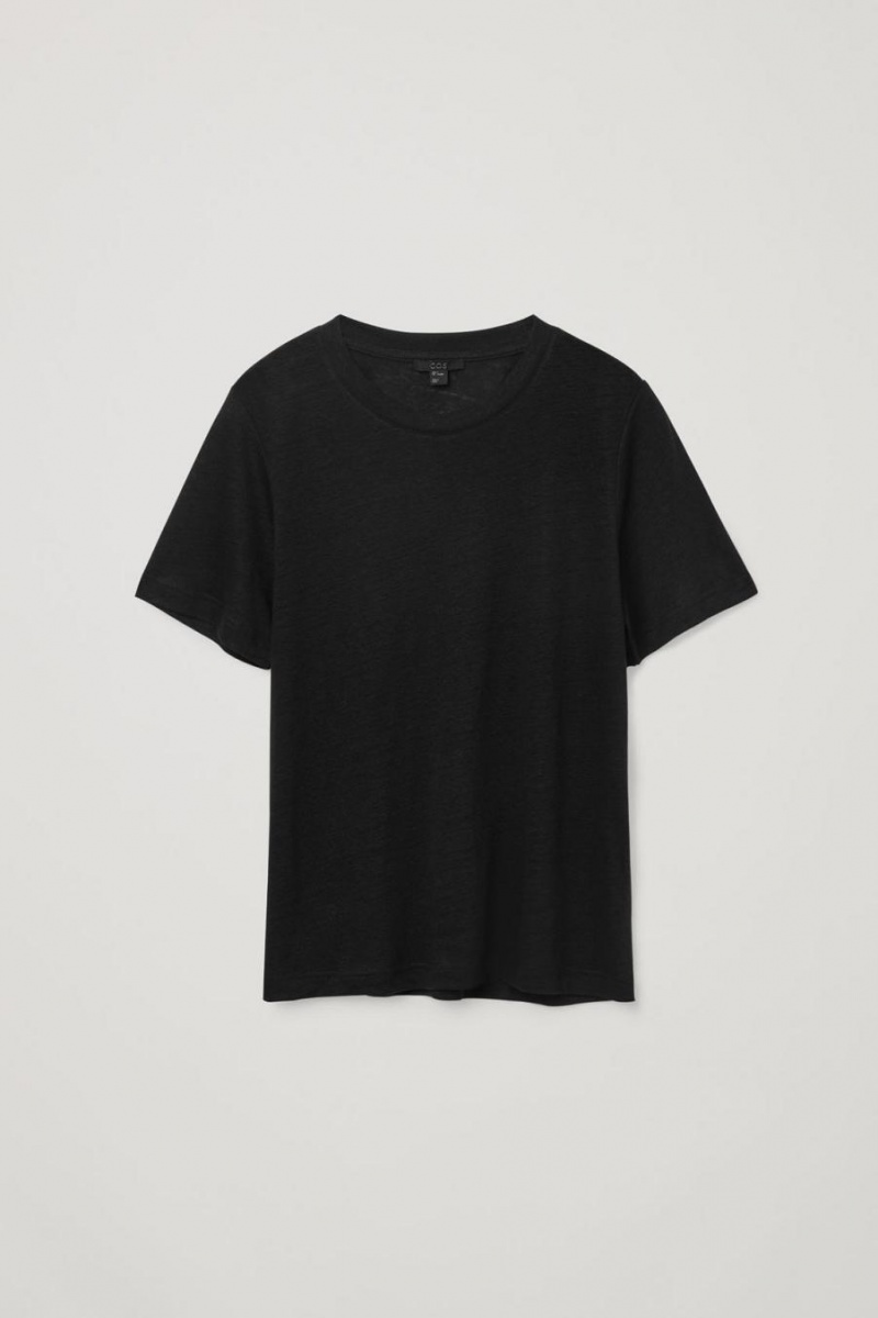 Tricou Dama COS Linen Negrii | ZSCQB-3458