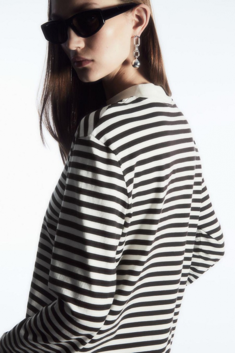 Tricou Dama COS Long-sleeved Mock-neck Maro Inchis | HFDIQ-7149