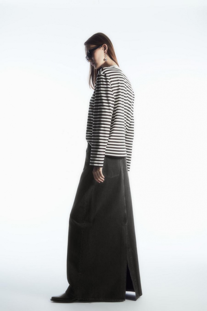 Tricou Dama COS Long-sleeved Mock-neck Maro Inchis | HFDIQ-7149