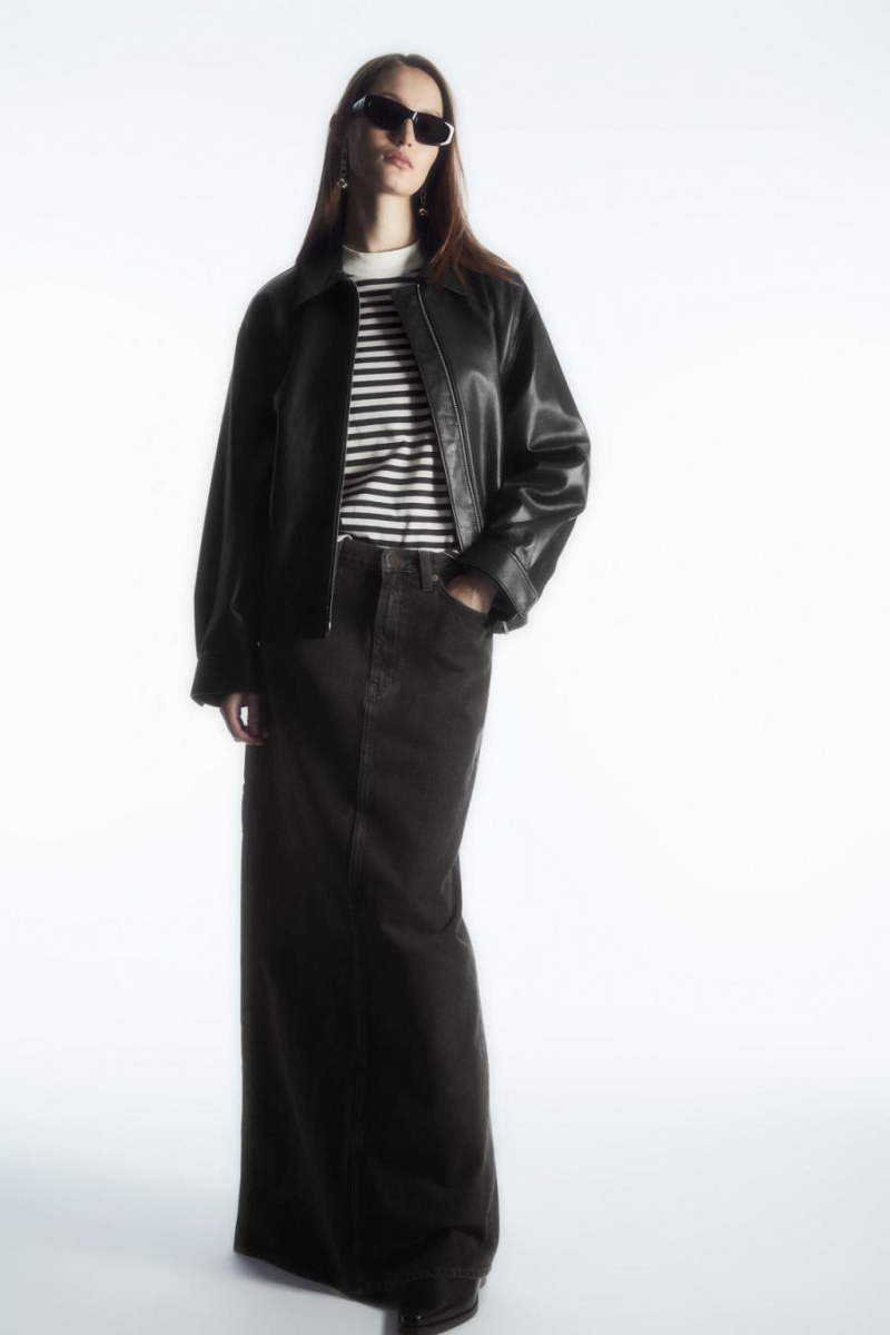 Tricou Dama COS Long-sleeved Mock-neck Maro Inchis | HFDIQ-7149
