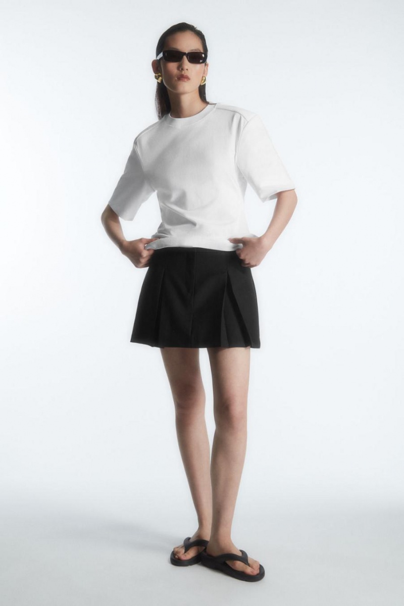 Tricou Dama COS Power-shoulder Waisted Albi | QZMJC-6394