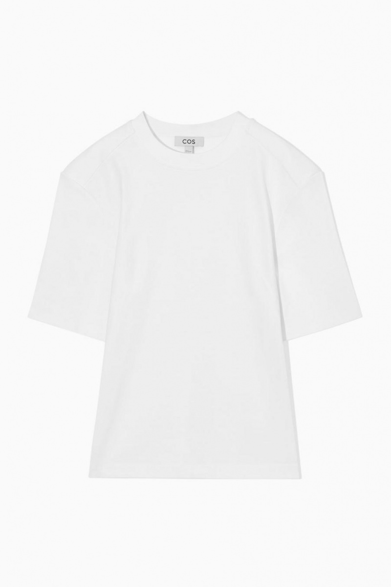 Tricou Dama COS Power-shoulder Waisted Albi | QZMJC-6394