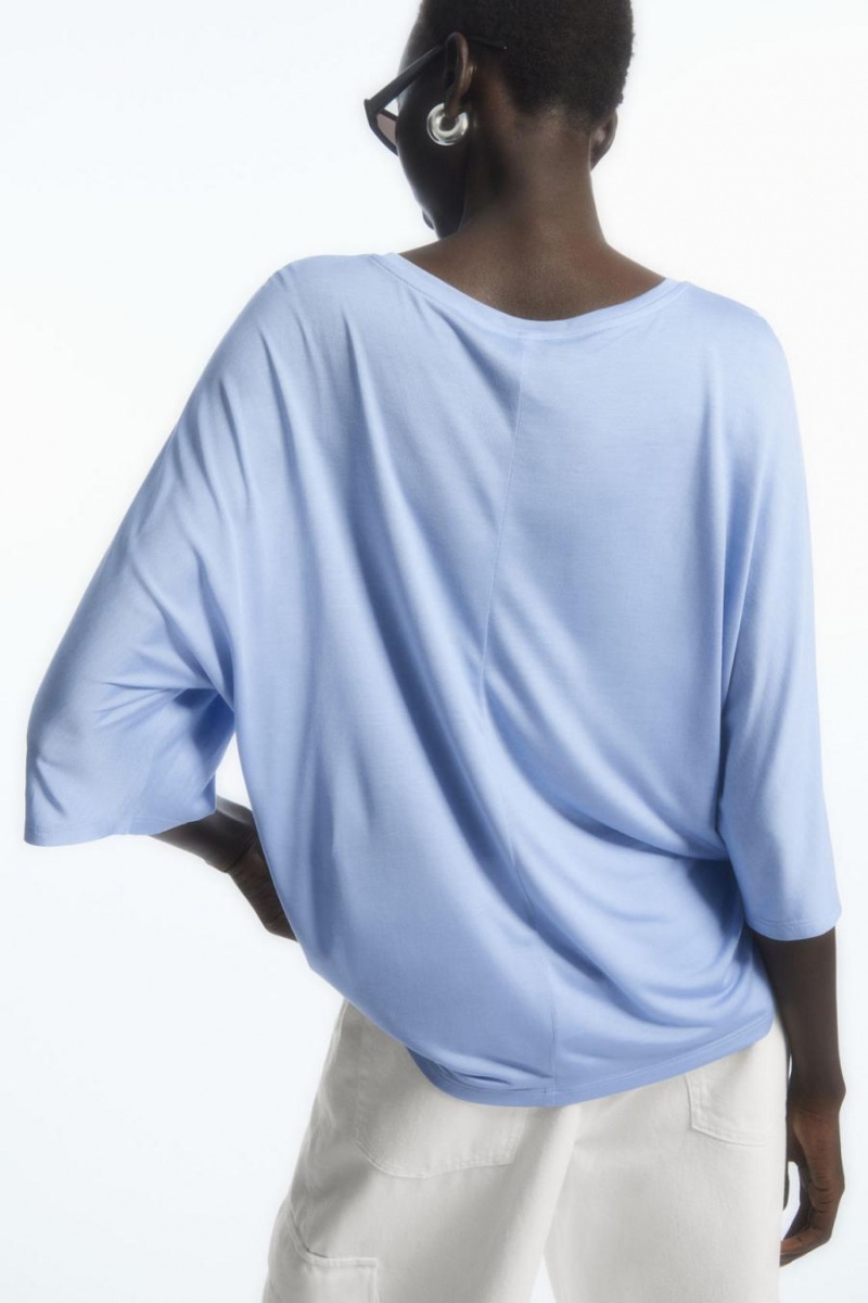 Tricou Dama COS Pure Mulberry Silk Albastri Deschis | GXKWN-8751
