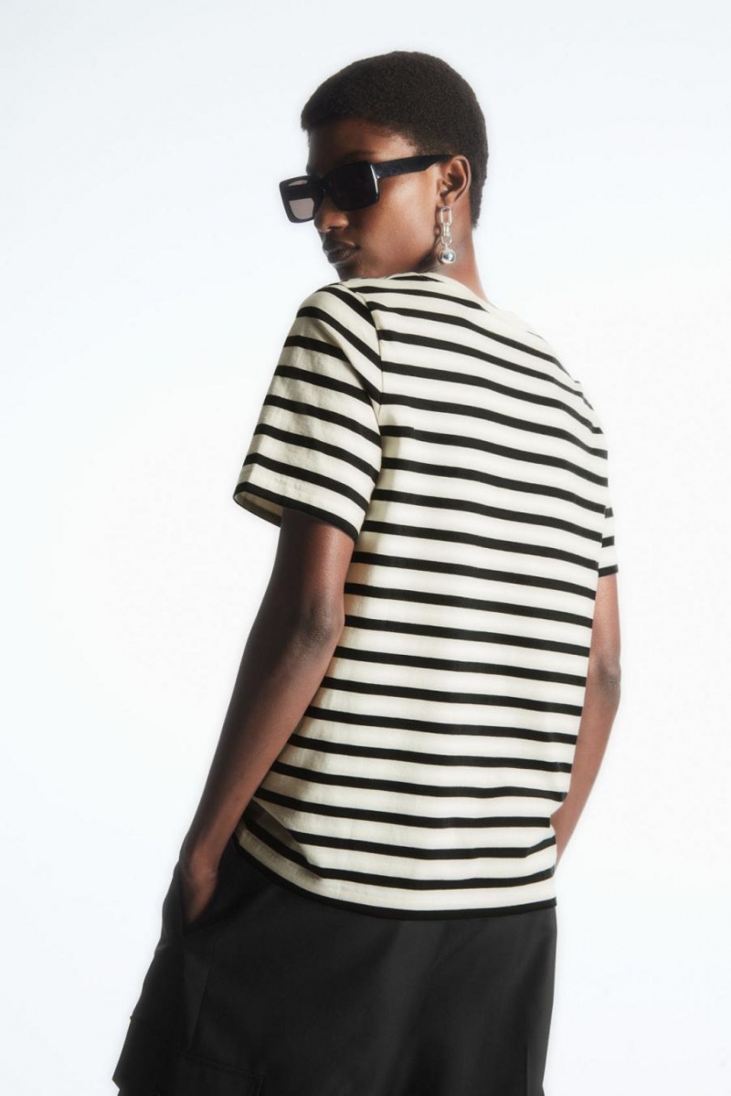Tricou Dama COS Regular Fit Bleumarin Albi | RMGSJ-8254