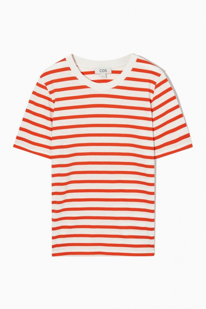 Tricou Dama COS Regular Fit Portocalii Albi | GBOAW-1750